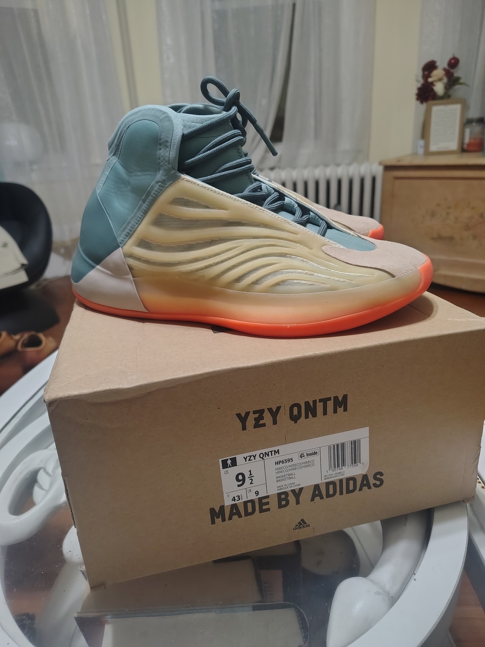 adidas YZY QNTM Teal, Beige & Orange Sneakers
